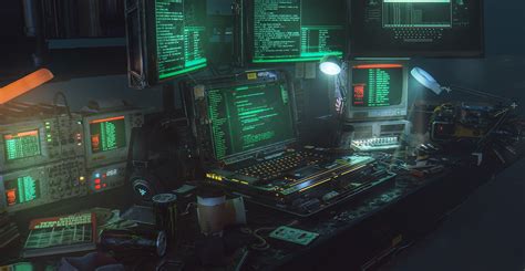 cyberpunk, hardware, desk, laptop, CAD, battlestation, hackers, hacking ...