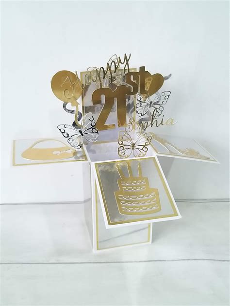 Personalised Pop Up Happy 21st Birthday Card In A Box Unique Etsy