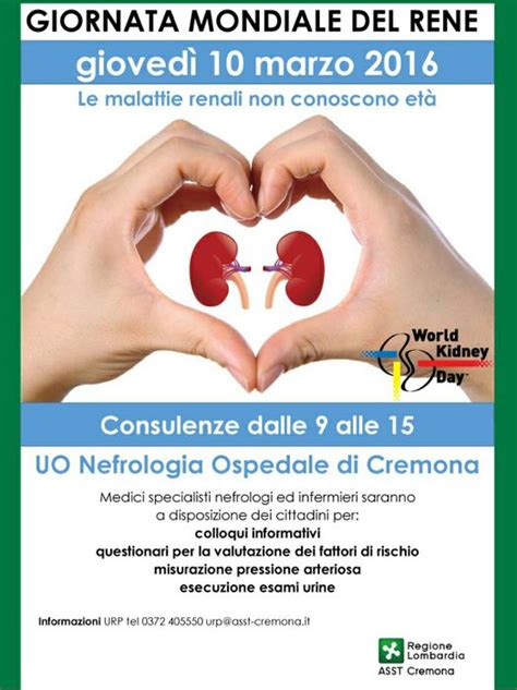 Giornata mondiale del rene giovedì 10 marzo in ospedale a Cremona