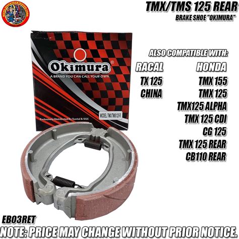 Tmx Tms Rear Brake Shoe Okimura Eb Ret Shopee Philippines