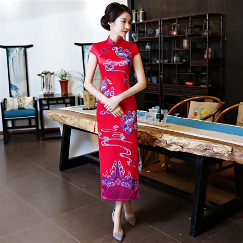 New Traditionnelle Chinoise Robe De Femmes Mince Cheongsam Rouge