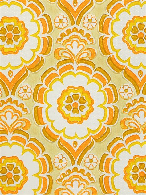 Vintage Wallpapers - Online Shop | Retro Geometric Wallpaper Orange…