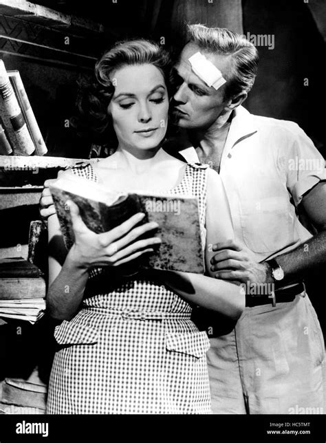 Run For The Sun From Left Jane Greer Richard Widmark 1956 Stock