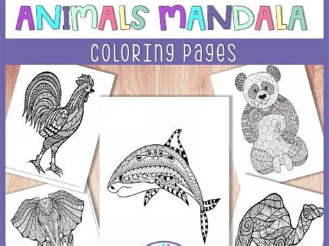 animals mandala coloring pages  coloring book  adults printable