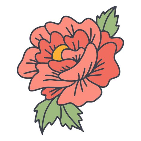 Design Png E Svg De Flor Laranja Rosa Com Folhas Para Camisetas