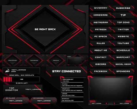 Red Sci Fi Animated Twitch Overlay Webcam Screens Panels Alerts