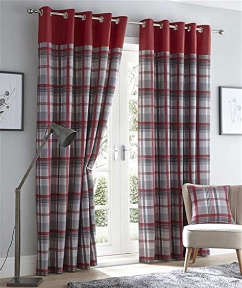 Amazon.co.uk: red tartan curtains