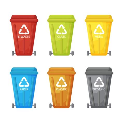 Premium Vector Set Of Bins For Separate Garbage Collection Vector