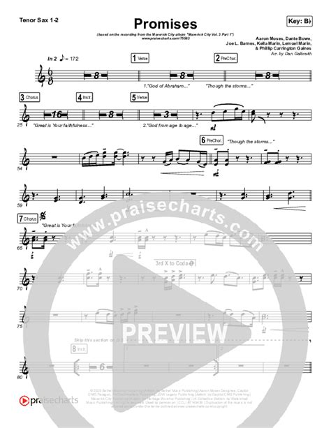 Promises Tenor Sax Sheet Music PDF Maverick City Music PraiseCharts