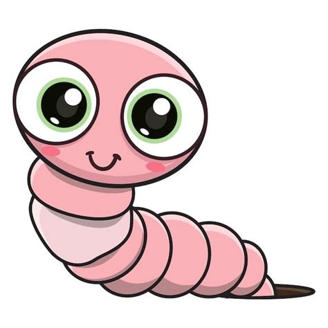 Cute Worm Cartoon Vector Illustration