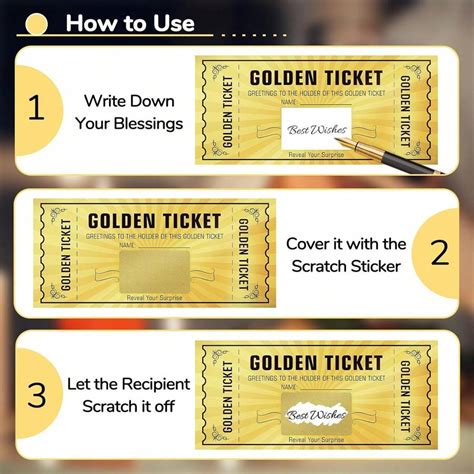 5Pcs Golden Ticket Scratch Card Reveal Holiday Surprise Gift Reveal