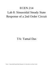 214 Report 8 Pdf ECEN 214 Lab 8 Sinusoidal Steady State Response Of