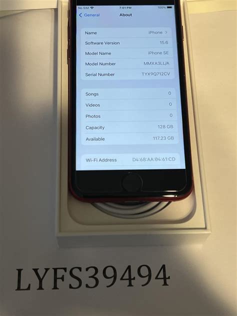 Apple IPhone SE 3rd Gen 2022 Unlocked Red 128GB A2595 LYFS39494