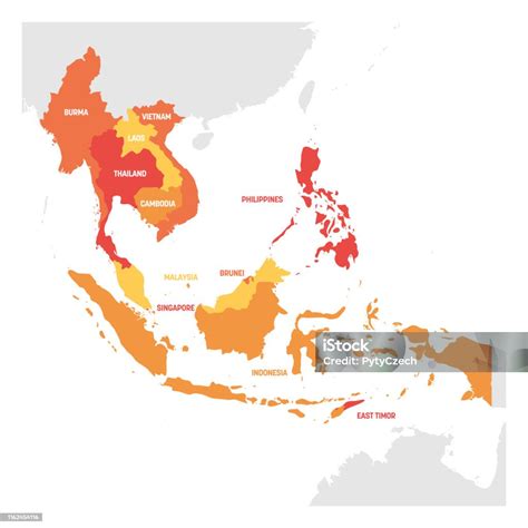 Kawasan Asia Tenggara Peta Negaranegara Di Asia Tenggara Ilustrasi