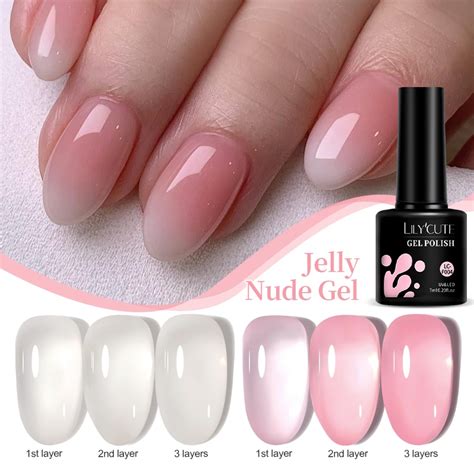 Lilycute Jelly Nude Pink Gel Nail Polish Milky Semi Translucent Varnis