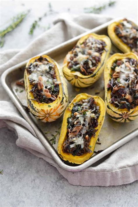 Wild Rice And Kale Stuffed Delicata Squash Delish Knowledge