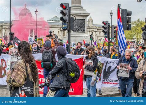 Trafalgar Square London England 1 May 2021 Protesters At A Kill The