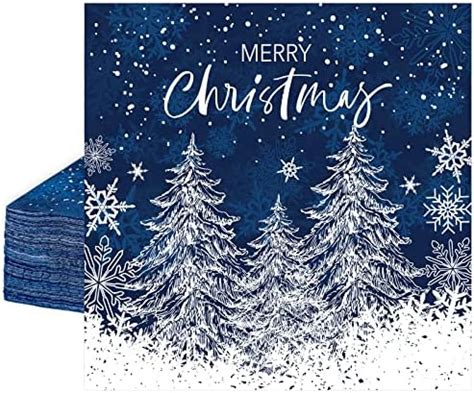 Anydesign St Ck Merry Christmas Papierservietten Blau Wei