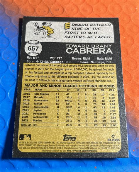 2022 Topps Heritage High Number 657 Edward Cabrera RC For Sale