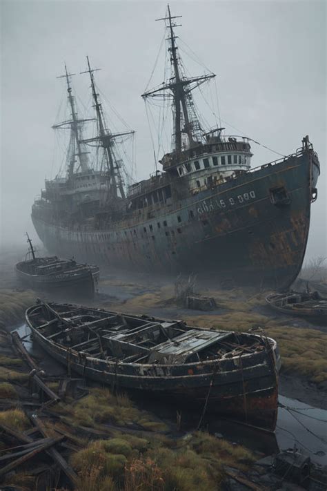 Abandoned ships rest in a ghostly fleet by Codexer - Playground