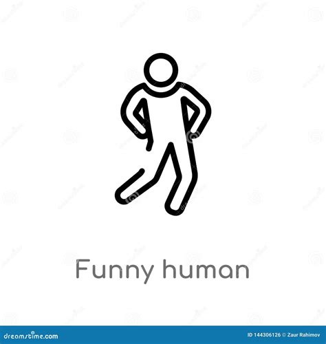 Outline Funny Human Vector Icon Isolated Black Simple Line Element