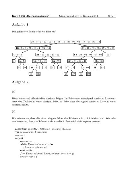 Einsendeaufgabe Ss Musterl Sung Kurs Datenstrukturen L