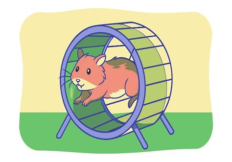 Premium Vector Cute Hamster Running In Exercise Wheel Illustration