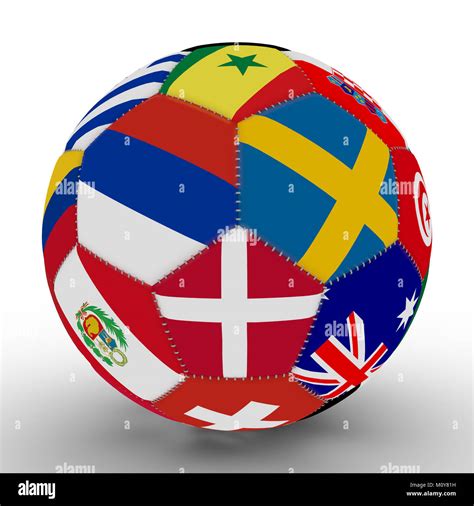 Soccer Ball With The Color Of The Flags Of The Countries Participating