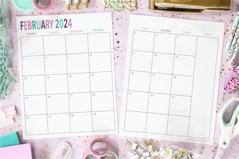 Free Printable Page Blank Monthly Calendar