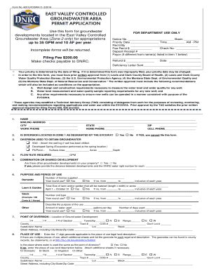 Fillable Online Dnrc Mt EAST VALLEY CONTROLLED GROUNDWATER AREA PERMIT