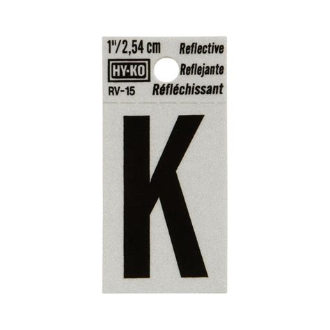 Hy Ko In Reflective Black Vinyl Self Adhesive Letter K Pc