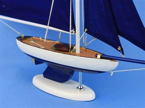 Buy Wooden Bermuda Sloop Dark Blue Model Sailboat Decoration 17in - Model Ships