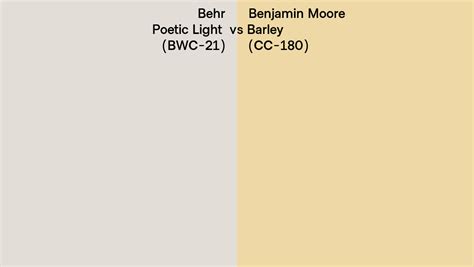 Behr Poetic Light BWC 21 Vs Benjamin Moore Barley CC 180 Side By