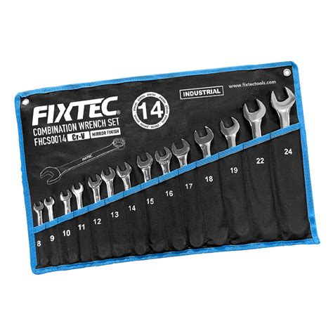 Fixtec Heavy Duty Pcs Cr V Combination Spanner Set Hand Tool Wrench