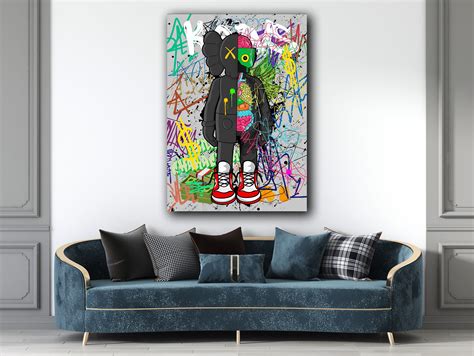 Graffiti Kaws Canvas Painting, Kaws Pop Art, Kaws Prints, Cartoon Wall ...