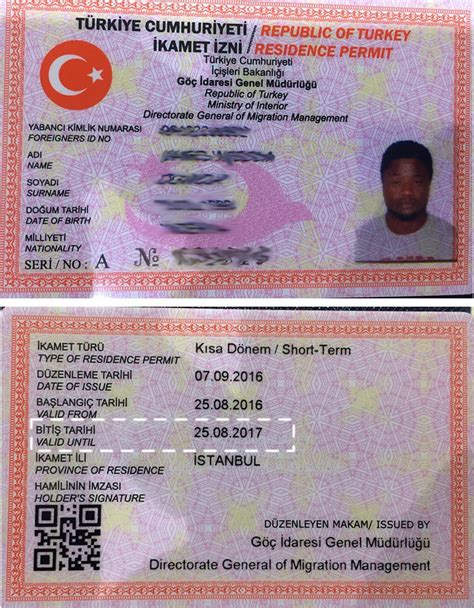 Turkish Residence Id Card Ikamet Turkiye Residence Permit Turkey Visa