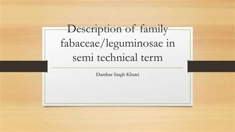 Description of family fabaceae | PPT