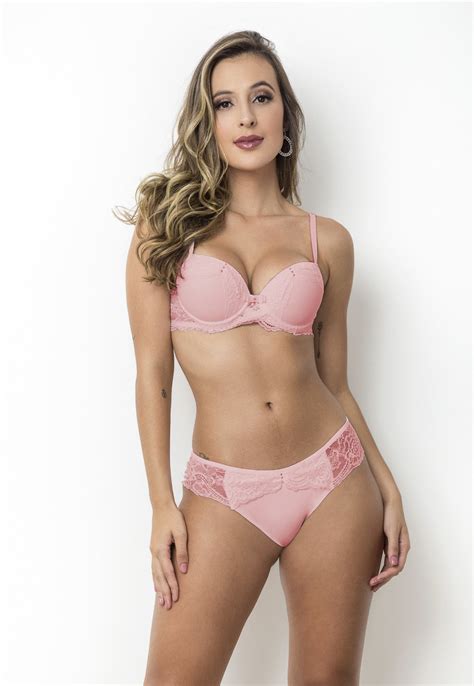 Conjunto Gabi Lingerie Jane Sutiã Bojo Calcinha Renda Sexy Rose