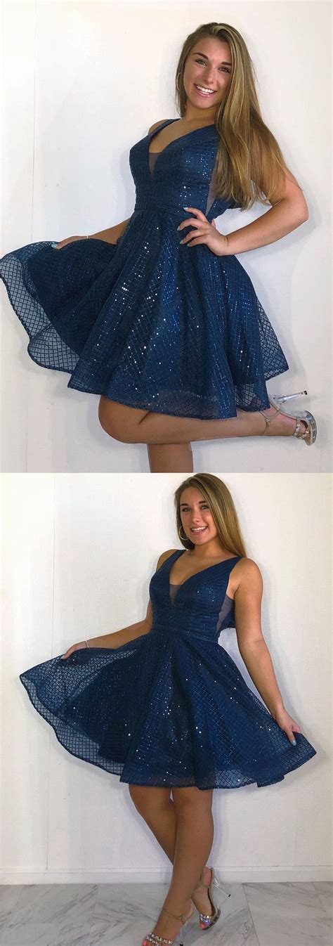 Sparkle Short Navy Blue Homecoming Dresses 2018 Homecoming Dresses