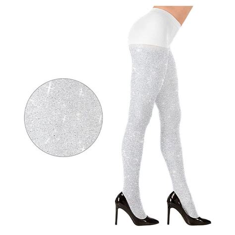 White Glitter Tights Adult Party Delights