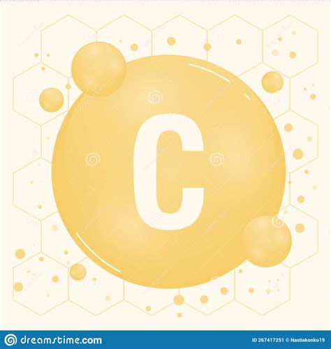 Vitamin C Gold Shining Pill Capcule Icon Vitamin Complex With Chemical