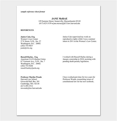 20 Blank Reference Page Sheet Templates And Examples 100 Free