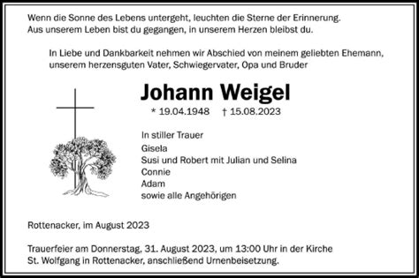 Traueranzeigen Von Johann Weigel S Dwest Presse Trauer