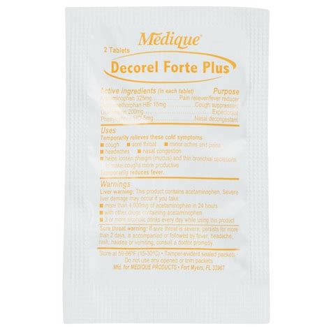 Medique 42533 Decorel Forte Plus Cold Relief Tablets 100 Box