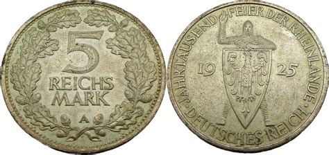 Weimarer Republik Reichsmark A Jahre Rheinlande Deutschland