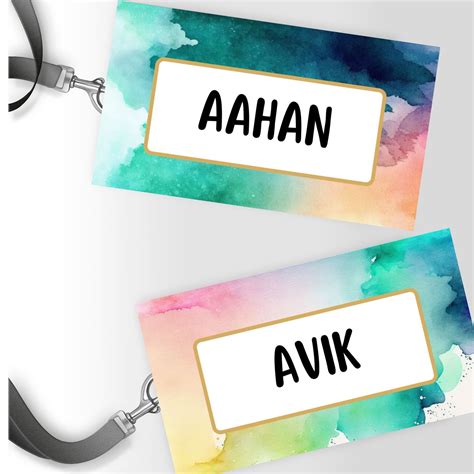 Classroom Name Tags Template Watercolor Editable Printable Elementary ...