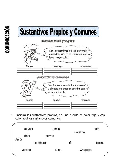 Sustantivos Comunes Y Propios Lengua Educatina Sustantivo Lengua Hot