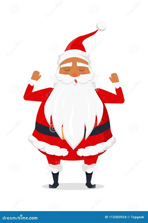 Santa Claus With Hands Raised Up Isolated On White Stock Vector