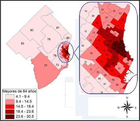 Figura N3 Distribución de la población mayor a 64 años y 84 años por