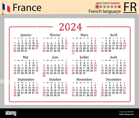 Planner 2024 en français Calendrier 2024 French calendrier 2024